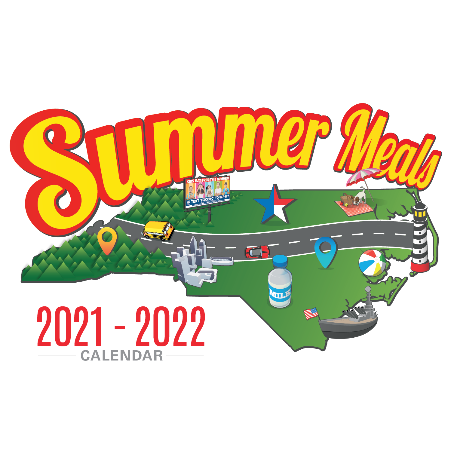 illustration for the 2021-2022 Summer Meals program calendar