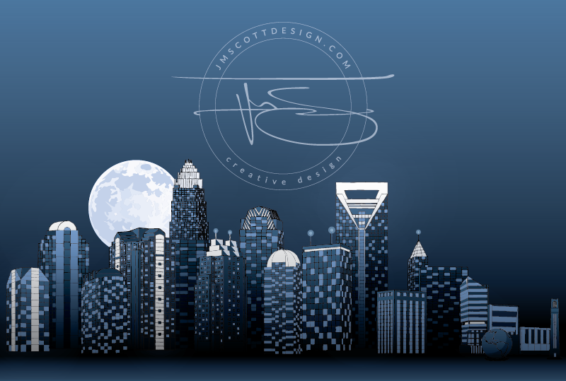 A cityscape at night