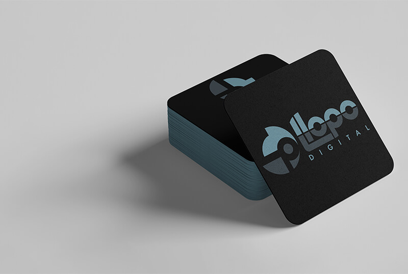 Drink coasters with the Llopo logo
