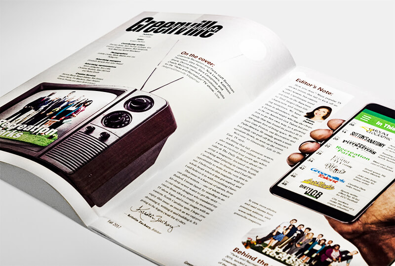 a magazine spread from Greenville Magazine