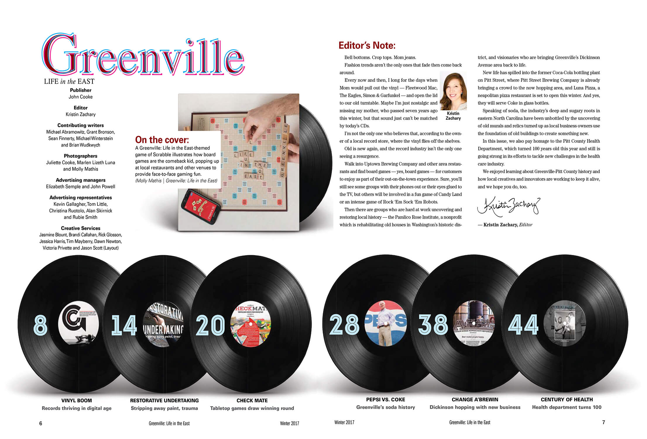 magazine spread from Greenville Magazine