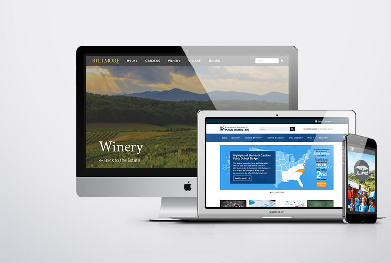 Websites displayed on various devices
